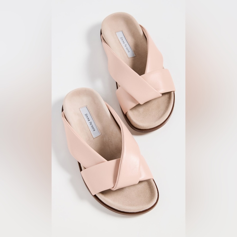 EMME PARSONS Folded Slide in Beige Rose Nappa
